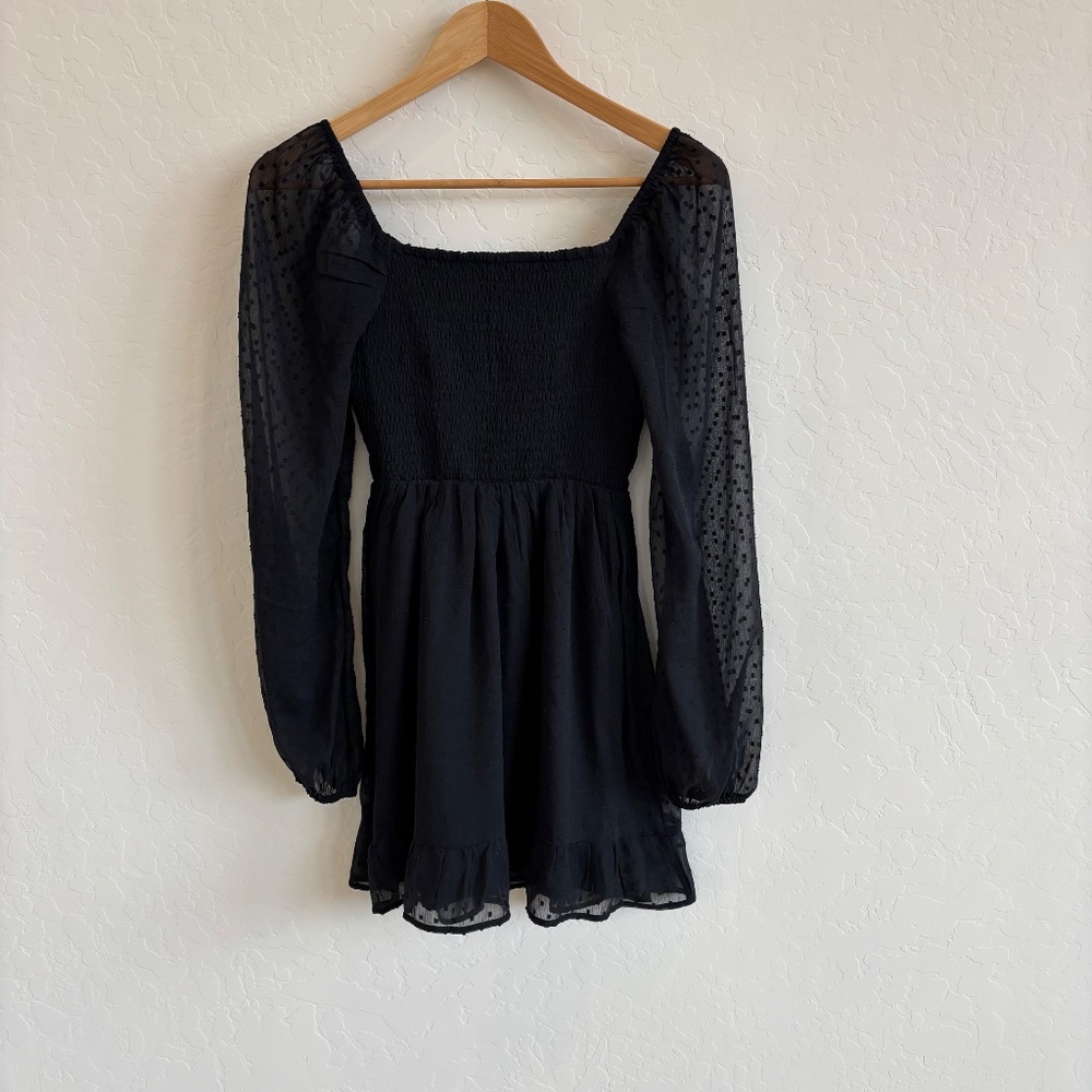 NWT Hollister Black Swiss Dot Corset Mini Dress - Long Sleeve Lace Detail, XS - Picture 5 of 13